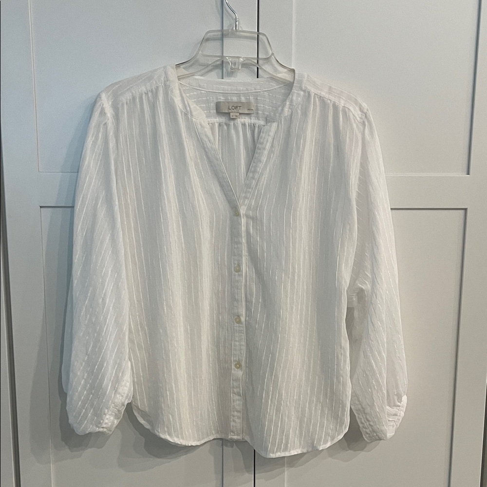 LOFT White Textured Blouse